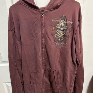 Affliction Maroon Zip-Up Hoodie